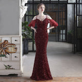 Sequin Evening Dress Slim-Fit Fishtail Skirt