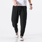 Linen Pants Straight Leg Pants Drawstring Lightweight Elastic Beach Pants Summer Men's Casual Pants Loose Harem