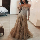 Semi Formal Dresses for Wedding Winter Shiny Long Sleeve Tube Top Dress