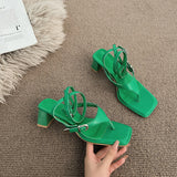 Nude Pumps Block Heel Roman Shoes Sandals