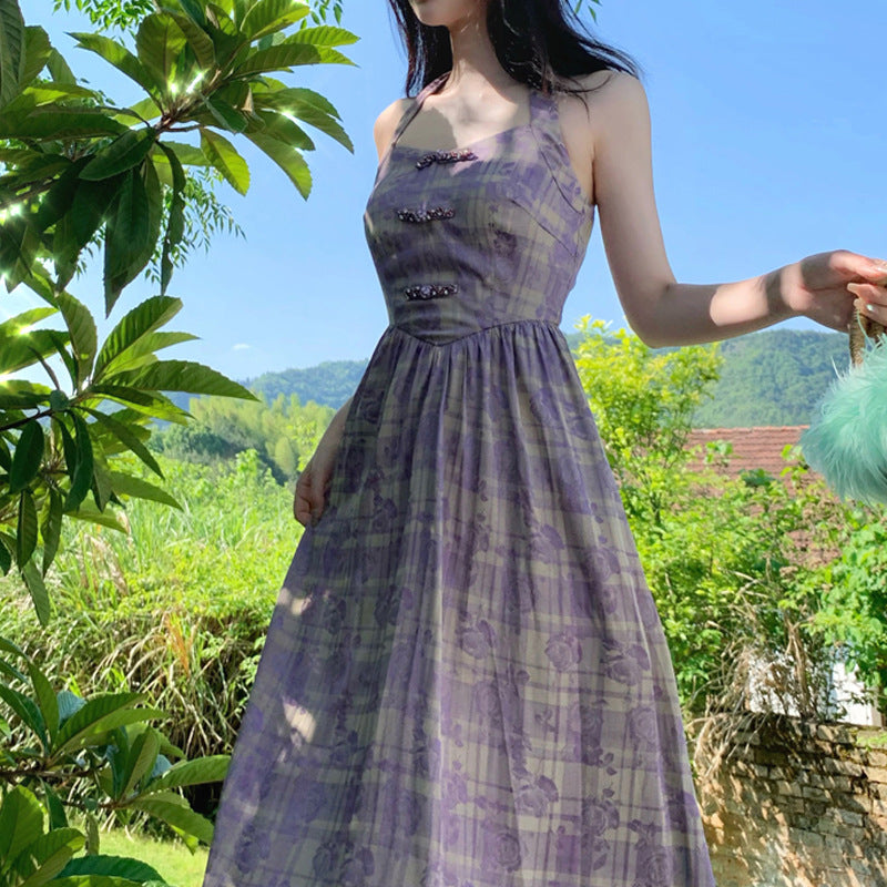 Abstract Bodycon Dress Summer Rose Square Collar Floral Skirt