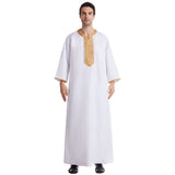 Mens Thobes Eight-Quarter Sleeve Embroidered Robe