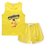 Children Pokemon Pikachu Tshirts & Shorts Leisure Sports Suction Suit Neutral