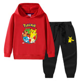Children Pokemon Pikachu Hoodie & Pant Set Hooded Sweater Trousers Cotton Suit