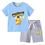 Children Pokemon Pikachu Tshirts & Shorts Cotton Short Sleeve Shorts Two Pieces Neutral