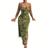 Nina Parker Dresses Sexy Temperament Leopard Print Backless Suspender Dress