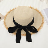 Straw Hat Bow Straw Hat Summer Outdoor Sun Protection Seaside Beach Hat