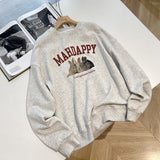Diana Harvard Sweatshirt Rabbit Printed round Neck Long Sleeve Pullover Hoodie