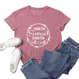 Beth Dutton Outfits Sorta Sweet Sorta Beth Dutton round Neck Casual Short Sleeve Loose plus Size Fashion T-shirt