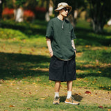 Men Shorts Loose Solid Color Straight Cargo Pants