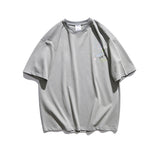 Cartoon Literary Flower Printing Short Sleeve Street Casual Loose-Fitting T-shirt Men's Fashion Half Sleeve Couples Dress Summer Wear