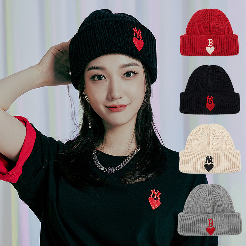 Yankee and Dogers Winter Hat Autumn and Winter Woolen Hat Couple Embroidery Men and Women Knitted