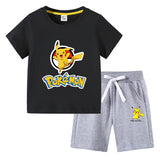 Children Pokemon Pikachu Tshirts & Shorts Cotton Short Sleeve Shorts Two Pieces Neutral