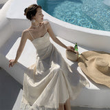 Fairy Dress Lace Strap Dress Women Vintage Summer Sexy Seaside Vacation Dress