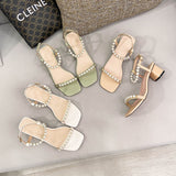 Nude Block Heel Sandals Chunky Heel Sandals
