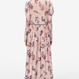 Women Dresses V-neck Button Print Loose Floral Long Sleeve Fashion Formal Dress