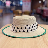 Straw Hat Green Hemming Straw Hat Female Flat Top Sun Shade Top Hat