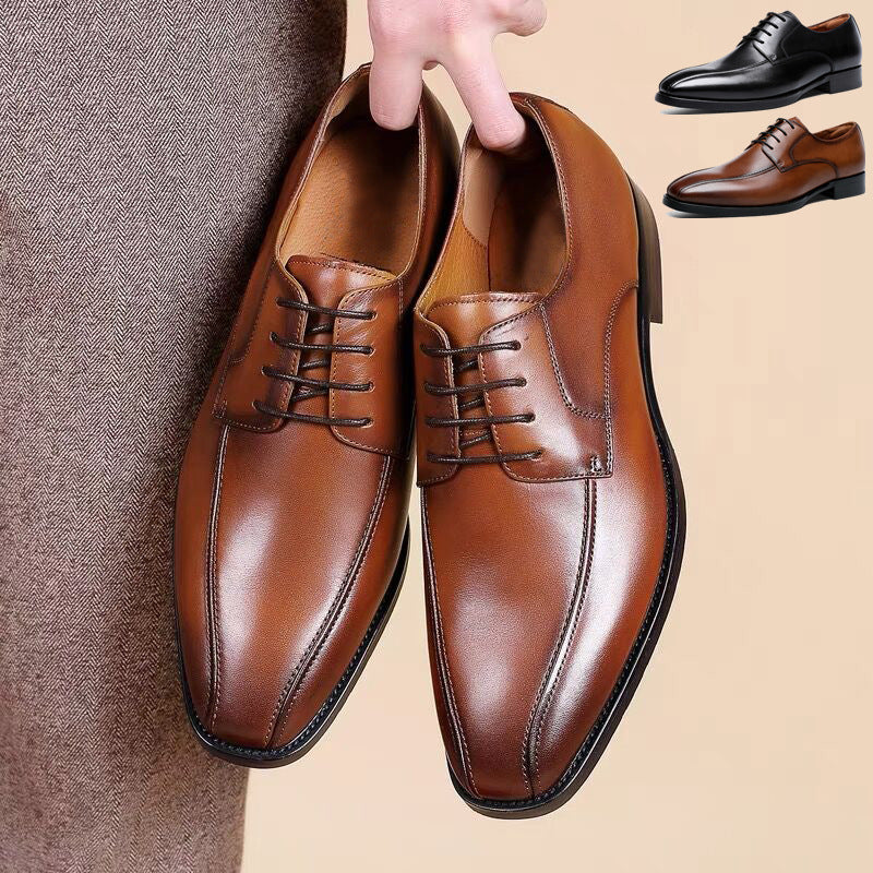 Indo Western Shoes Square Toe Laces Leather Shoes Men's Derby plus Size Men's Leather Shoes