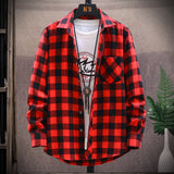 Mens Flannel Jacket Brushed Plaid Slim Fit Long Sleeve Shirt Men Casual Overshirt