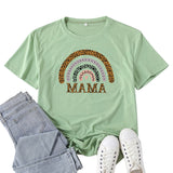 Boy Mama T Shirt Leopard Print Rainbow Mama Pattern Printed T-shirt