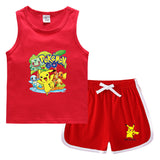 Children Pokemon Pikachu Tshirts & Shorts Casual Sports Undershirt Suit Neutral