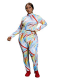 Women Plus Size Co-Ords Printed Long Sleeve Casual Fashion Two-Piece Suit