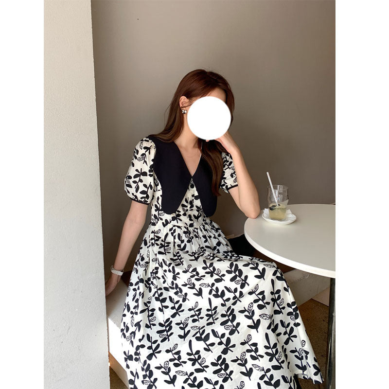 Black and White Dress French Black and White Printed Floral Dress
