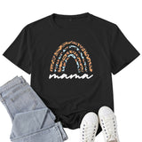 Boy Mama T Shirt Leopard Print Rainbow Mama Pattern Printed T-shirt