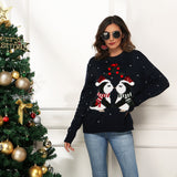 Black Christmas Sweater Penguin Loose Long Sleeve Sweater