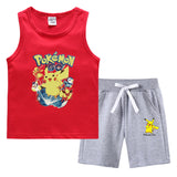 Children Pokemon Pikachu Tshirts & Shorts Vest Middle Pants Sports Casual Thin Two Pieces