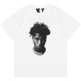 Vlone ShortSleeved Portrait High Street Loose Casual Men and Women Couple round Collar Fashion Tee Printed Letter Tshirt