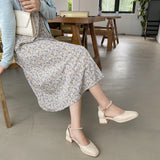 Nude Pumps Block Heel Leather Shoes