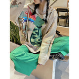 Dinosaur Sweaters Dinosaur Jacquard Pattern Hooded Sweater V-neck Knitted Top