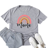 Boy Mama T Shirt Mama Rainbow Pattern Printed T-shirt
