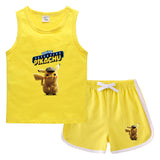 Children Pokemon Pikachu Tshirts & Shorts Casual Sports Sweat-Absorbent Suit Neutral