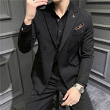 Double Brewed Seersucker Suit Winter Men's Suit Slim Fit Casual