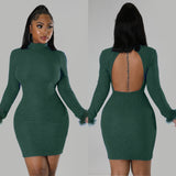 Bella Hadid Dress Backless Sexy Dress Feather Long Sleeve Narrow