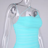 Bella Hadid Dress Mesh Pleats Suspender Dress