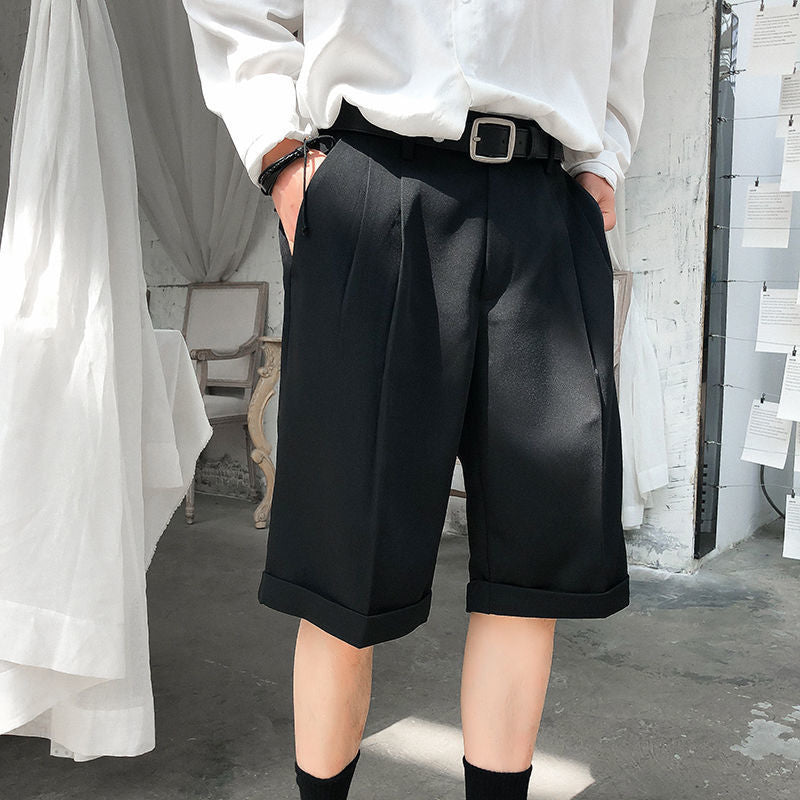 Men Shorts Loose Wide-Leg Suit Shorts