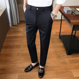 Men Trousers Spring Summer Slim-Fit Slim Fit Elastic Pants Suit Pants