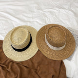 Straw Hat Sun-Proof Straw Hat Women's Summer Beach Sun Hat Jazz Top Hat