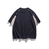 Man Summer T Shirt Contrast Colors False-Two-Piece Half Sleeve