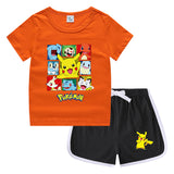 Children Pokemon Pikachu Tshirts & Shorts Casual Sweat Wicking Suit Neutral