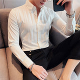 Men's Shirts Striped Long-Sleeved Shirt