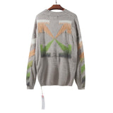 Off White Sweater Men's Autumn and Winter Sweater Owt Arrow Gradient