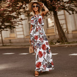 Beth Dutton Bohemian Dress Summer Spring Midi Dresses Vintage Printed Halter Belt Beach Long Skirt