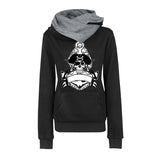 Black Rose Hoodie Lapel Pattern Printed Hooded Personality Sweater