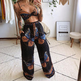 Women Pants Suit Women's Printed Sexy Tube Top Loose