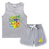 Children Pokemon Pikachu Tshirts & Shorts Casual Sports Undershirt Suit Neutral