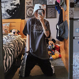 Thrasher T Shirt Summer Vintage Flame Letter Print Couple Niche Loose